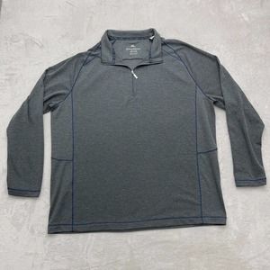 Tommy Bahama Shirt Mens XXL 2XL Gray 1/4 Zip Outdoor Long Sleeve